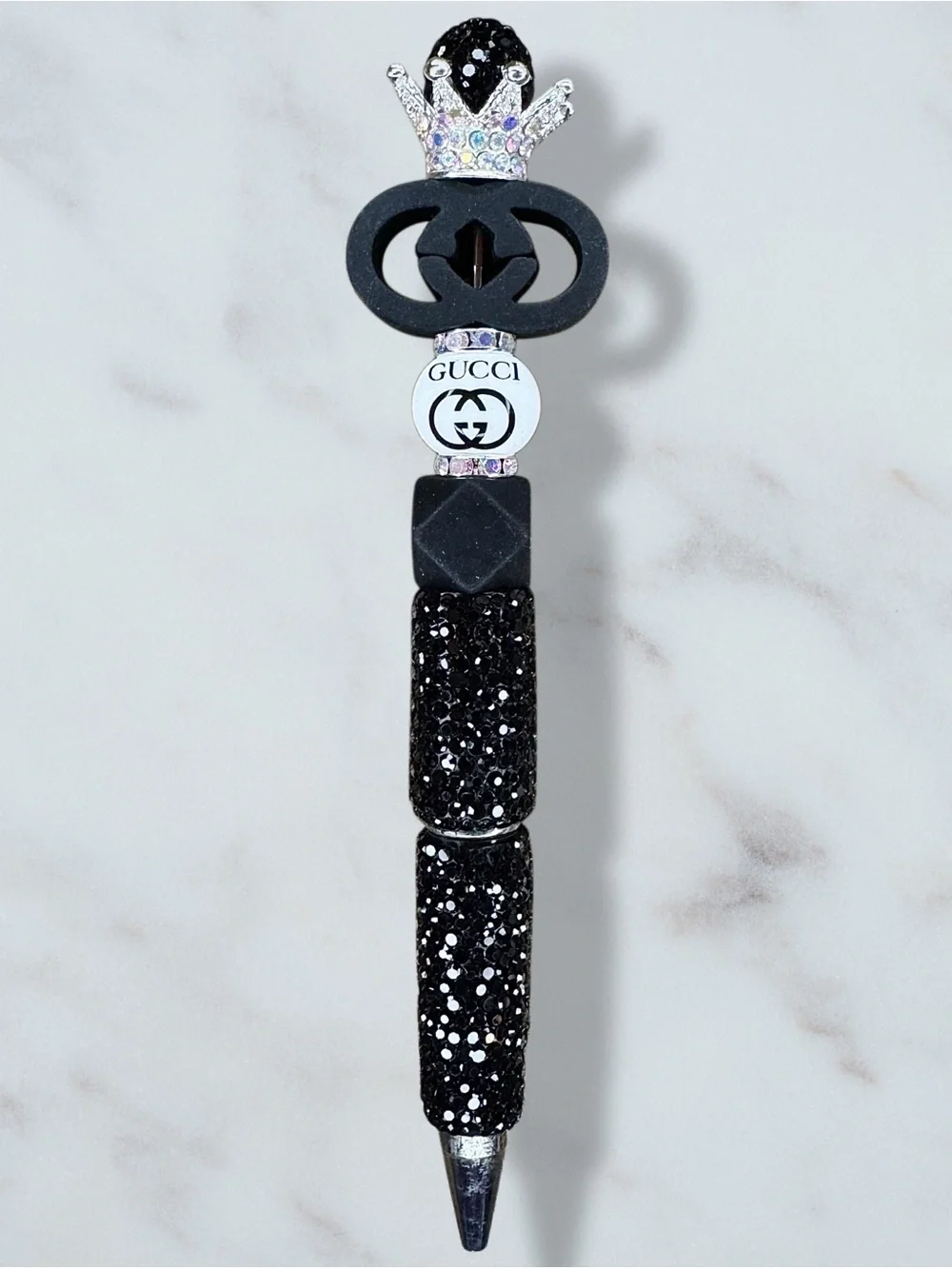 Fashion GG Black Rhinestone Tiara Twist Pen